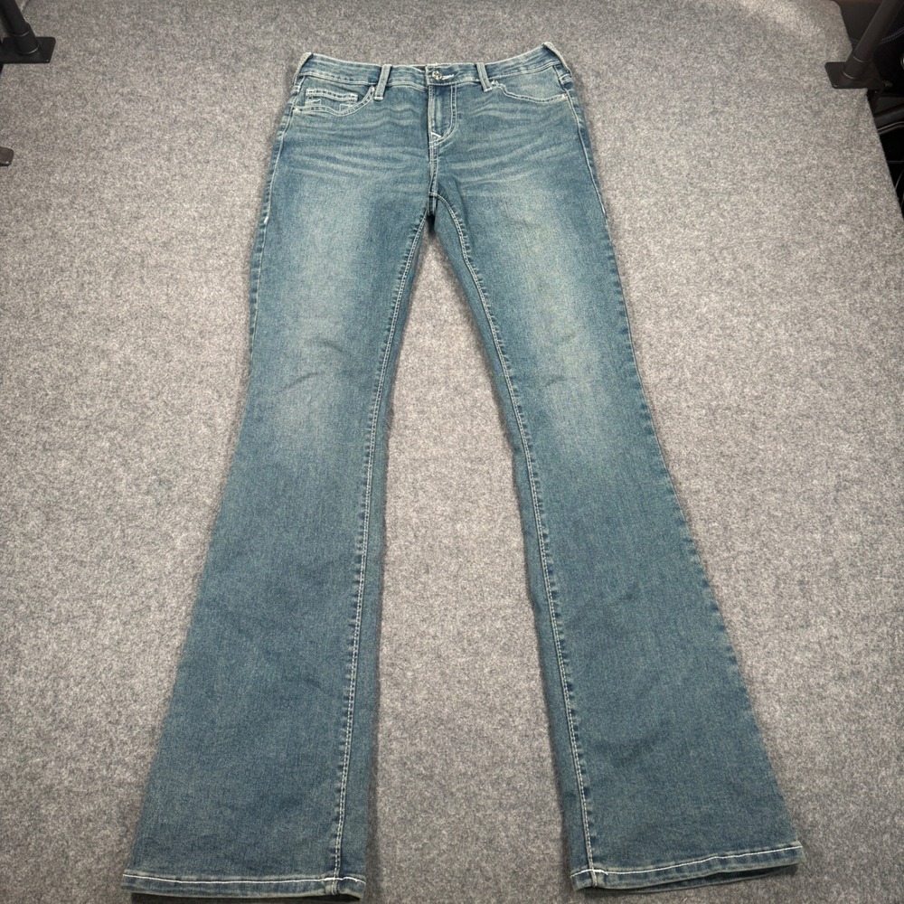 True Religion Becca Mid Rise Bootcut Jeans Blue Denim Size 28 Medium Wash